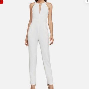 BCBGMaxAzria White Halter Jumpsuit with Keyhole Neckline